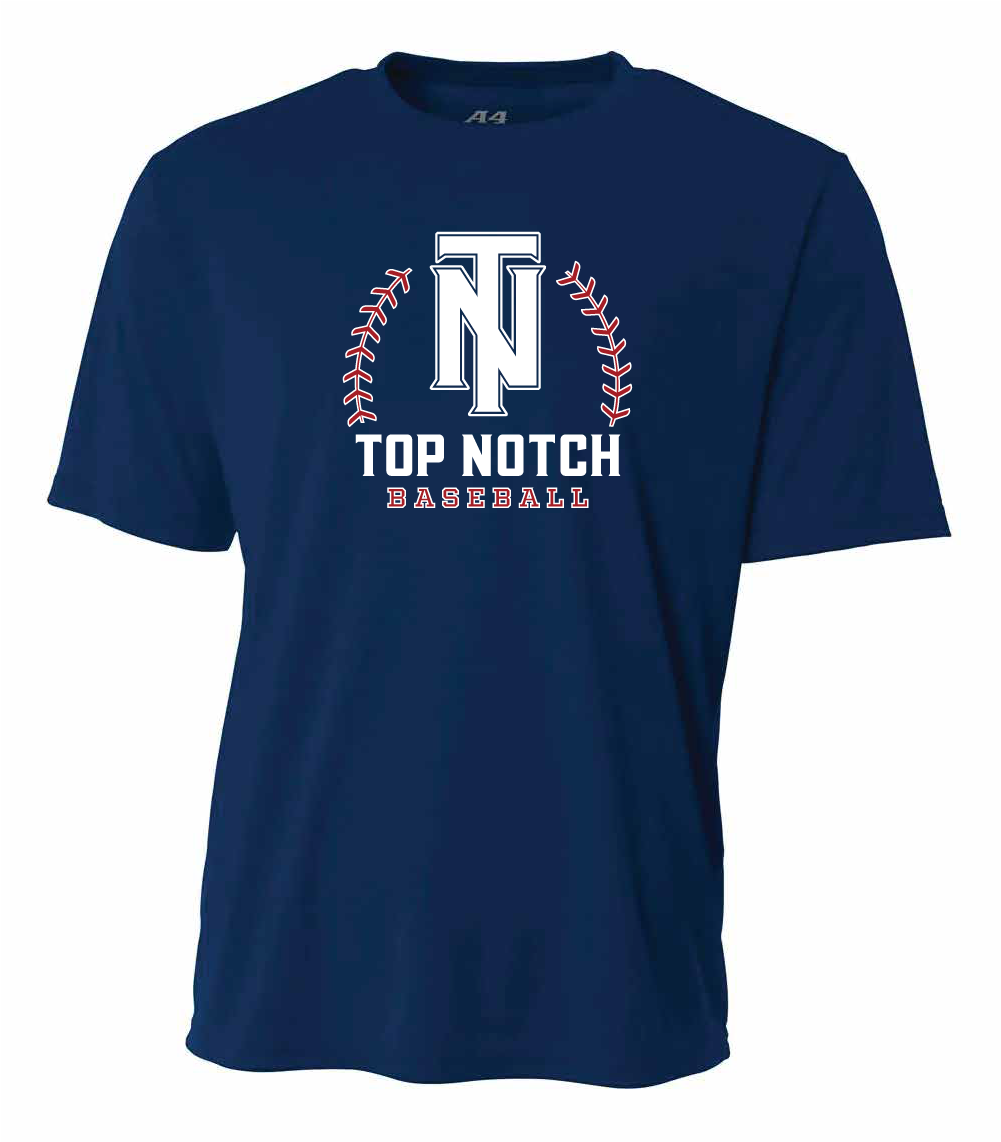Top Notch Baseball Short Sleeve T-Shirt w/ Baseball Seam Logo w/ Name and Number