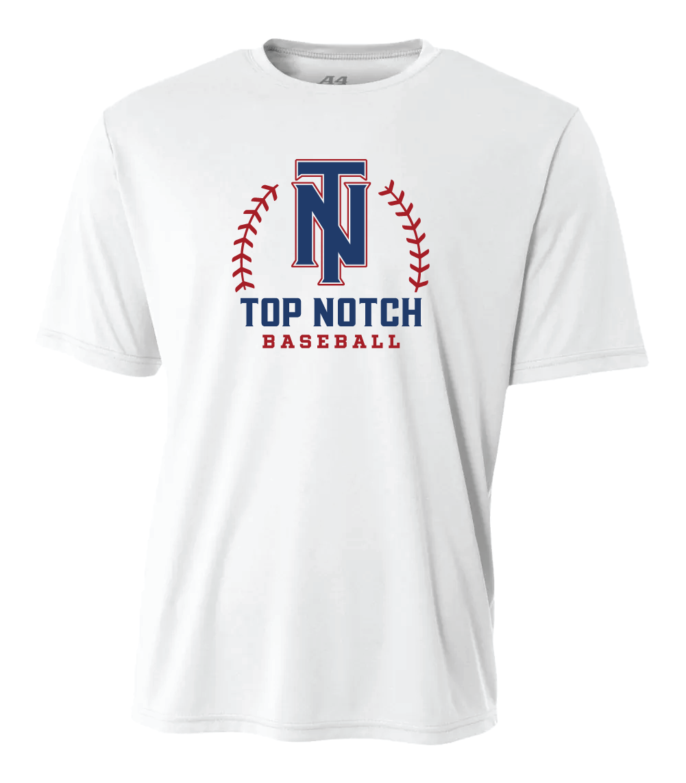 Top Notch Baseball Short Sleeve T-Shirt w/ Baseball Seam Logo w/ Name and Number