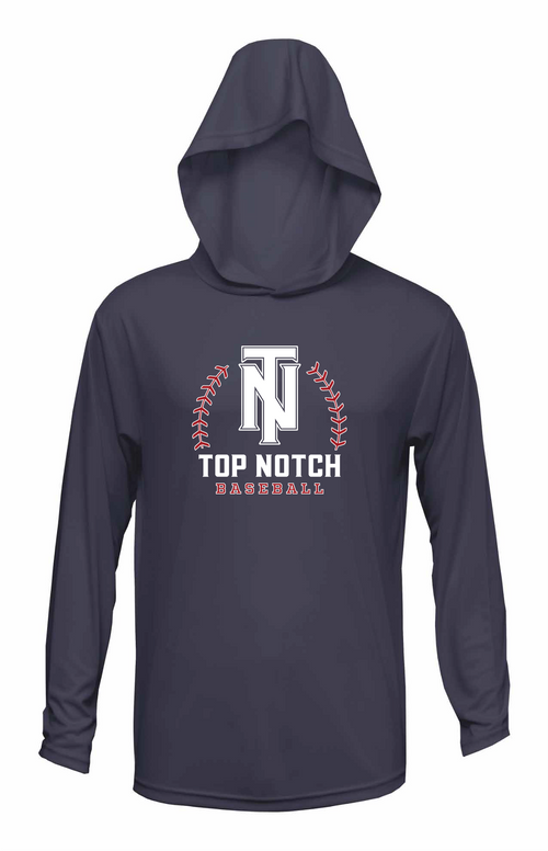 Top Notch Baseball Long Sleeve Hoodie Shirt w/ Baseball Seam Logo