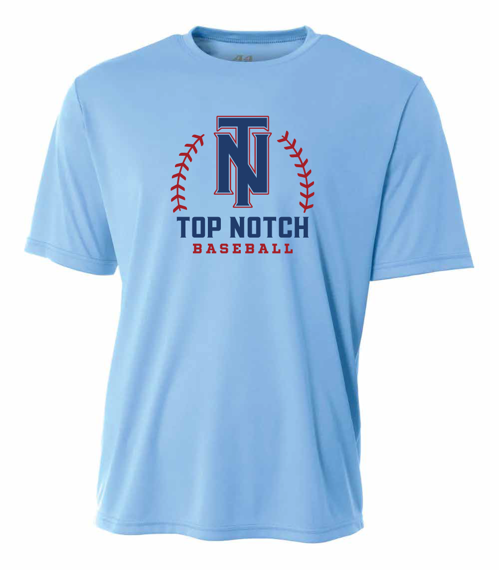 Top Notch Baseball Short Sleeve T-Shirt w/ Baseball Seam Logo w/ Name and Number