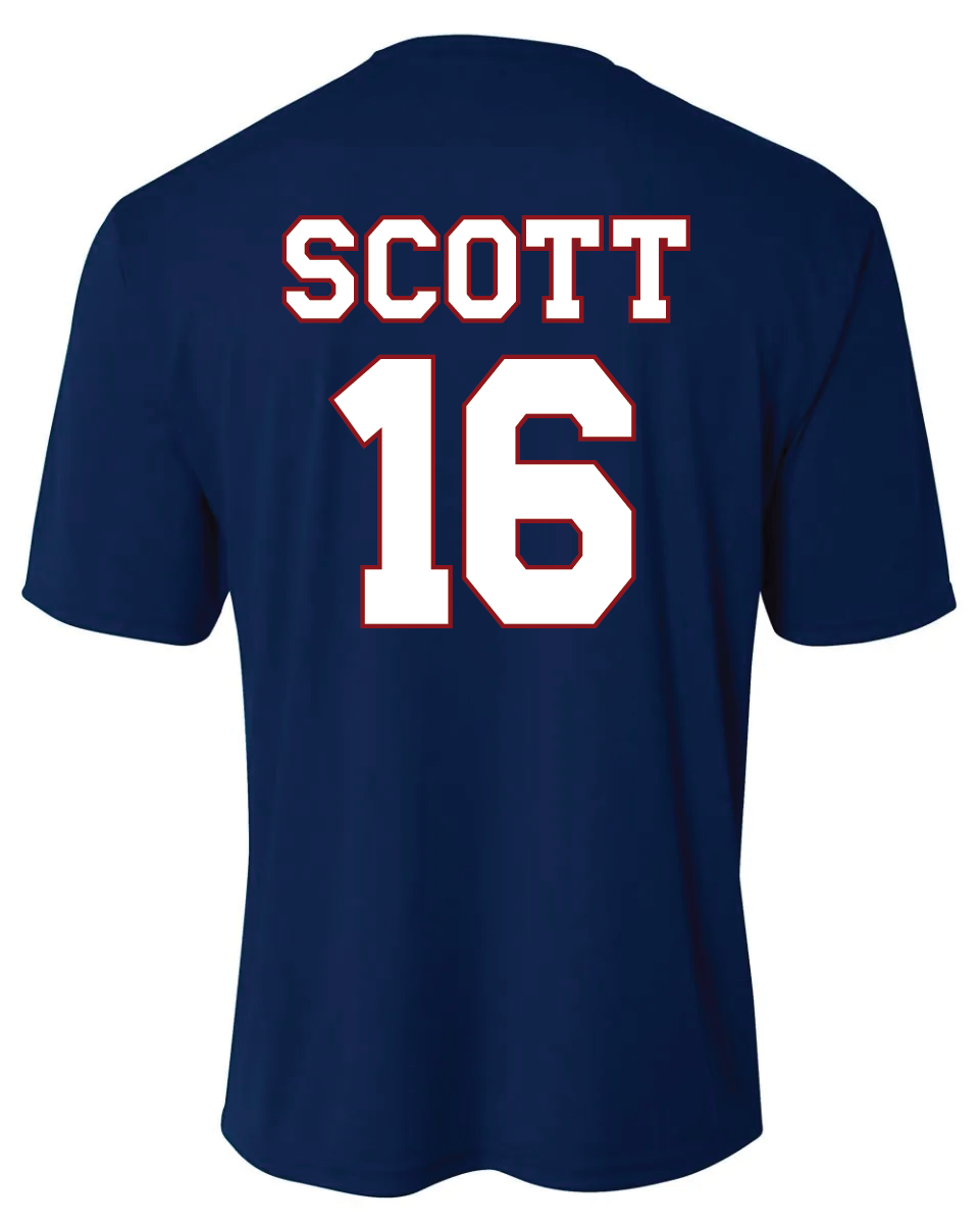 Top Notch Baseball Short Sleeve T-Shirt w/ Baseball Seam Logo w/ Name and Number
