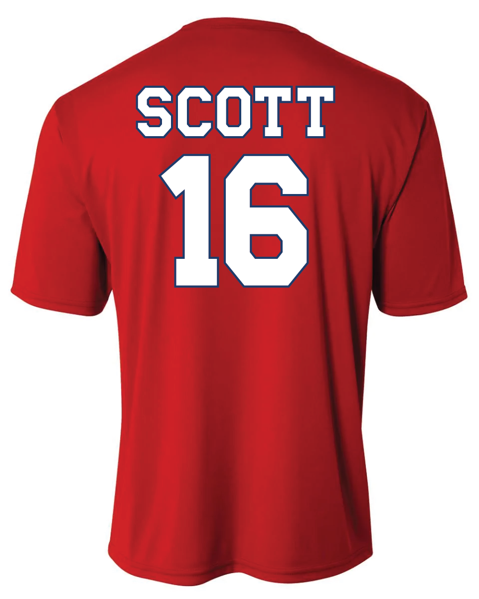 Top Notch Baseball Short Sleeve T-Shirt w/ Baseball Seam Logo w/ Name and Number