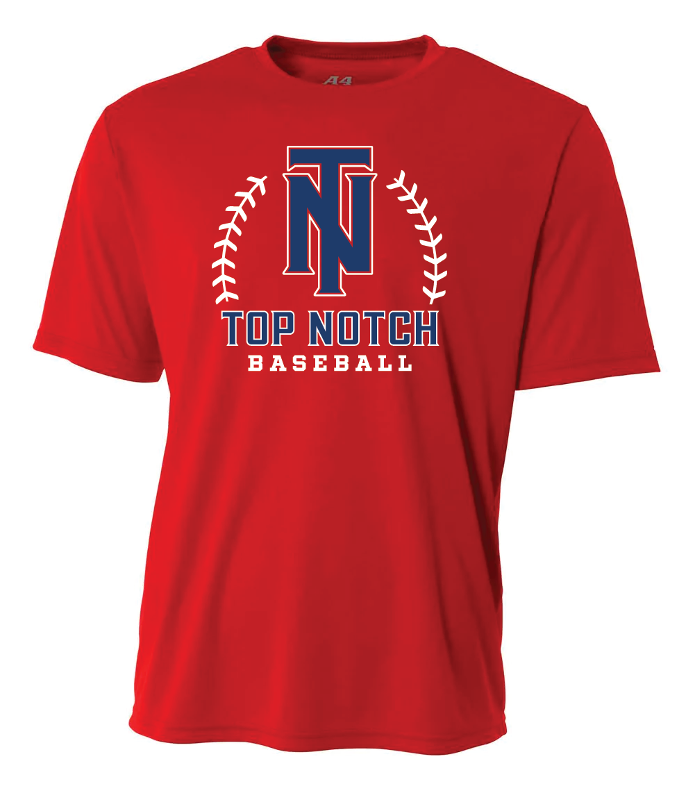 Top Notch Baseball Short Sleeve T-Shirt w/ Baseball Seam Logo w/ Name and Number