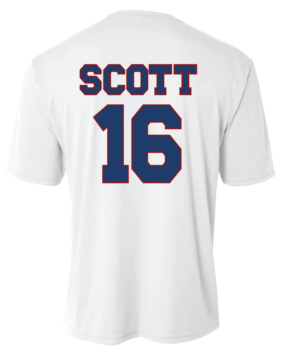 Top Notch Baseball Short Sleeve T-Shirt w/ Baseball Seam Logo w/ Name and Number